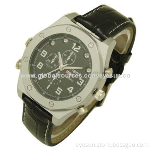 Waterproof Watch Camera/DVR, Real HD 720 Pixels and 3-megapixel, Night Vision